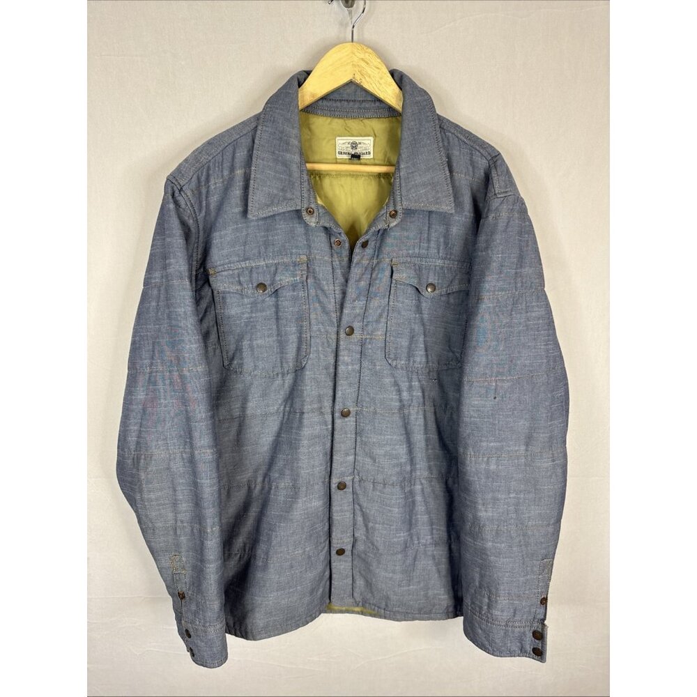 Vans Chambray Shirt Jacket Quilted Lined Snap Front Workwear Blue XL